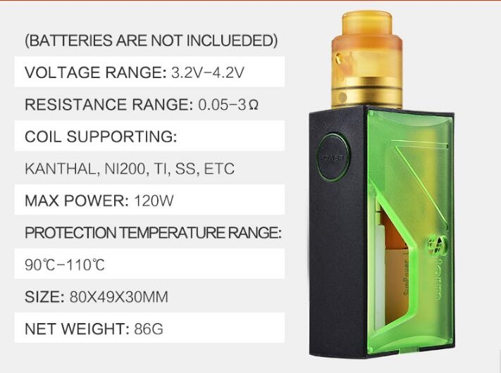 Vapor Storm Raptor Squonk BF Kit Parameter