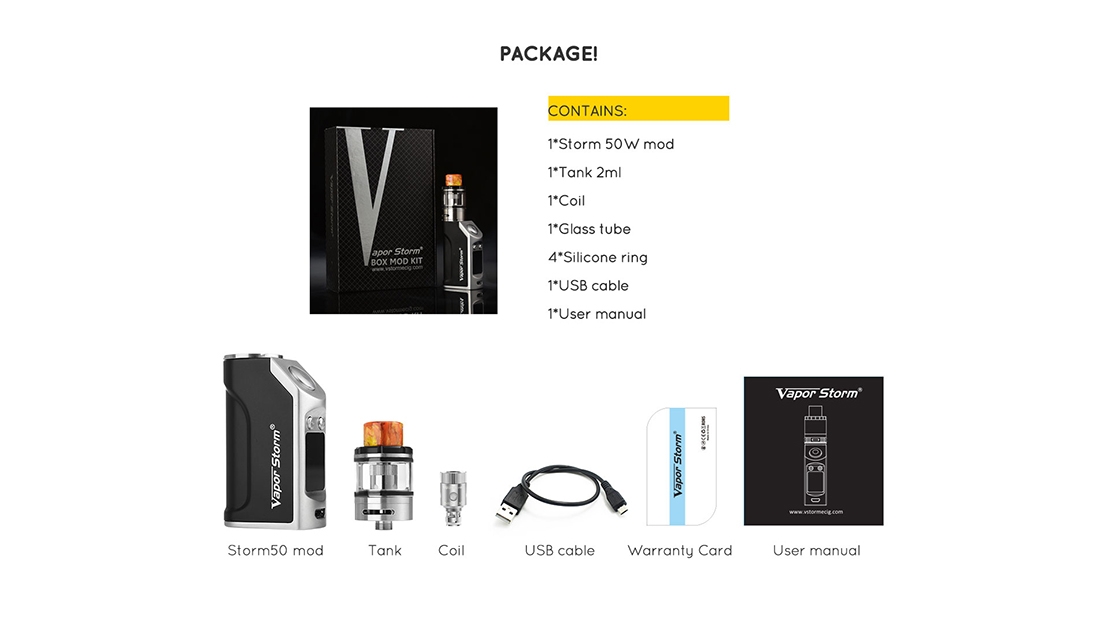 Vapor Storm 50W Mini Vape Box Mod Kit