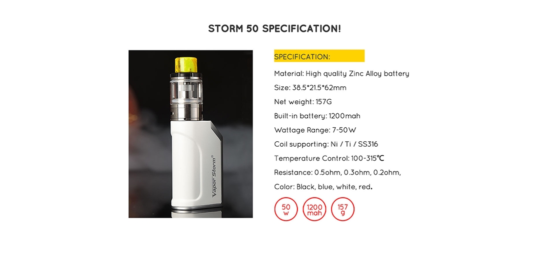 Vapor Storm 50W Mini Vape Box Mod Kit