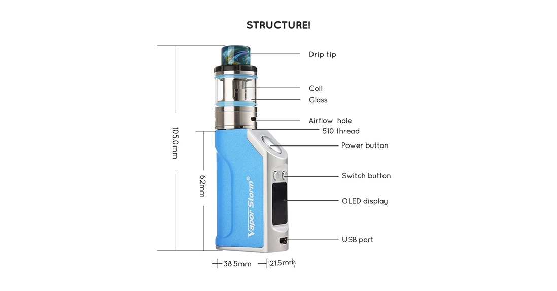 Vapor Storm 50W Mini Vape Box Mod Kit