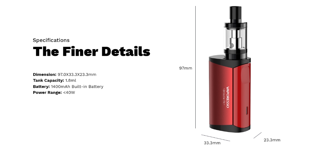 Vaporesso Drizzle Fit Kit Parameters Vaporesso Drizzle Fit Kit Parameters