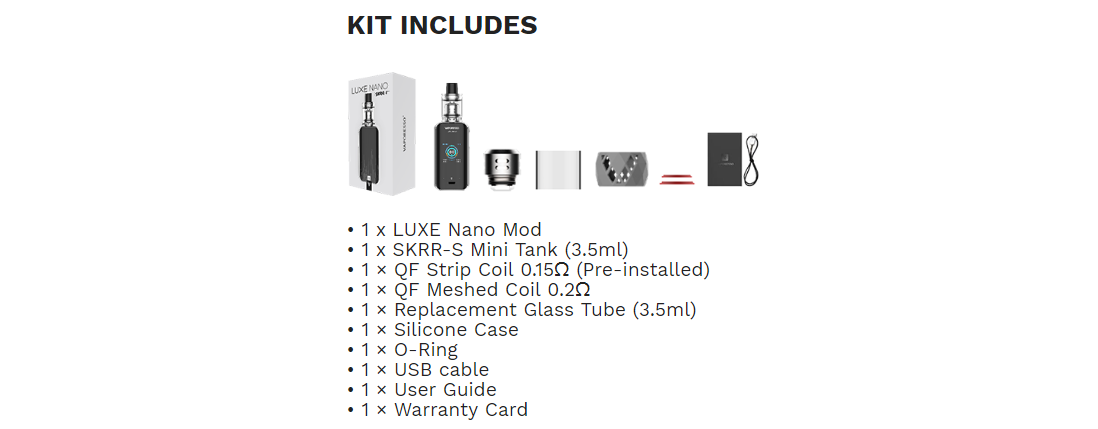 Vaporesso Luxe Nano Kit Includes