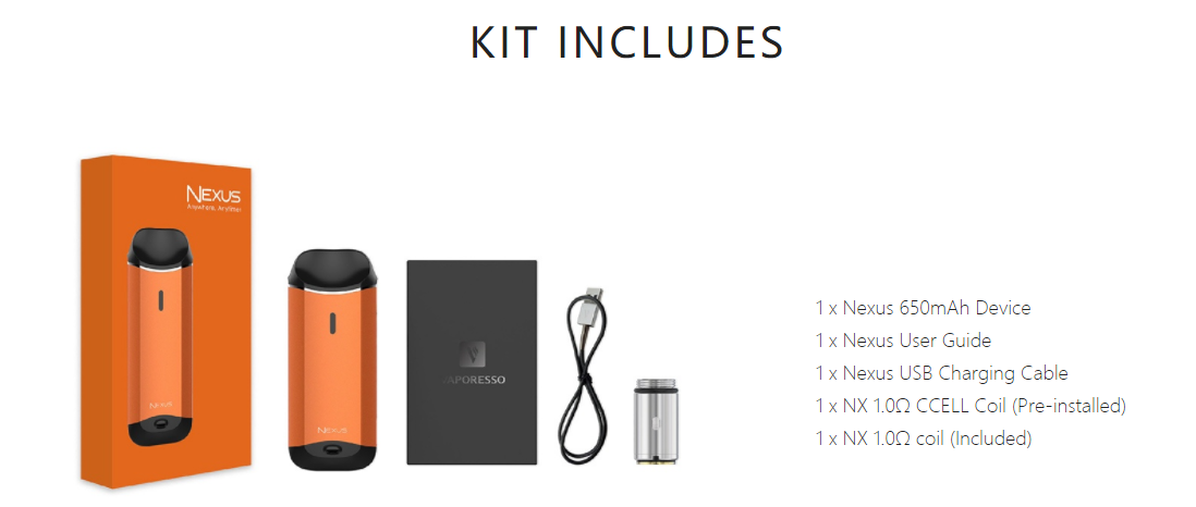 Vaporesso Nexus Kit Packing List