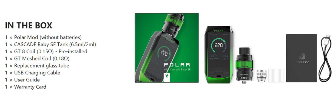 Vaporesso Polar with CASCADE Baby SE Package