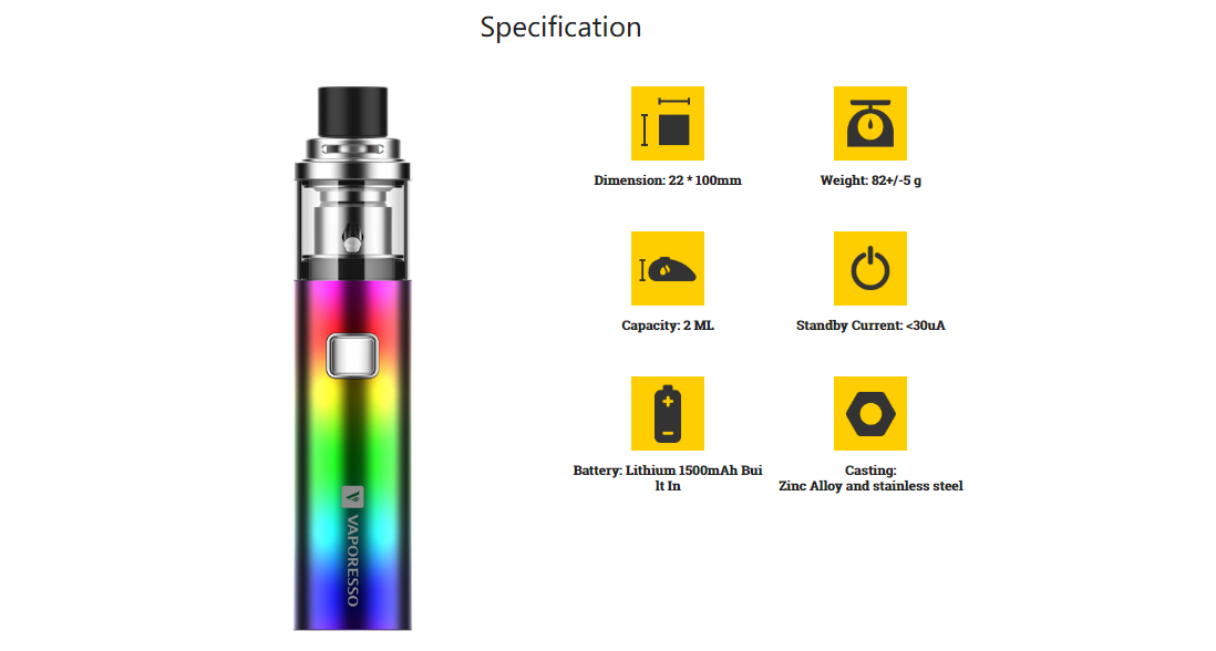 Vaporesso Veco Solo Kit Parameters