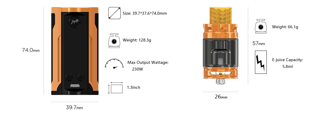 Wismec Reuleaux RX Gen3 Dual with GNOME King Vape Kit Parameter