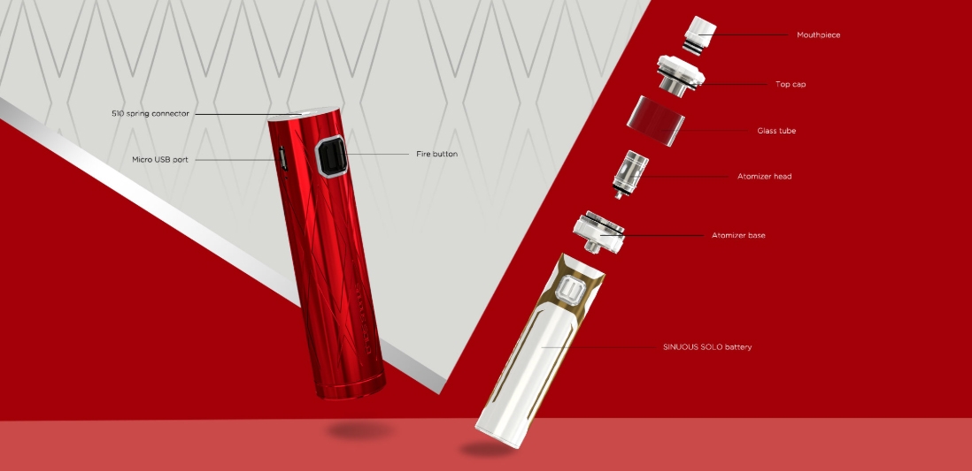 Wismec SINUOUS SOLO with AMOR NS Pro Kit Components Wismec SINUOUS SOLO with AMOR NS Pro Kit Components