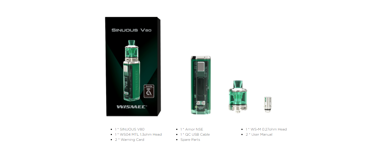 wismec sinuous v80 kit Package