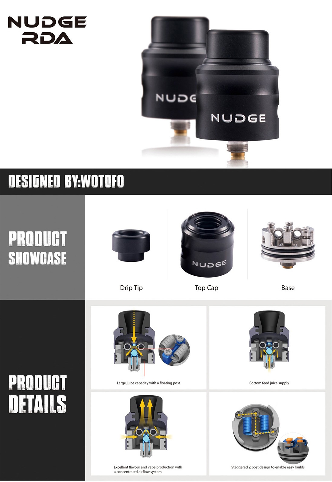 Wotofo Nudge RDA 24mm Features