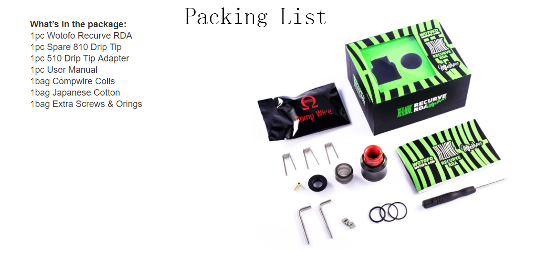 Wotofo Recurve RDA Packing List