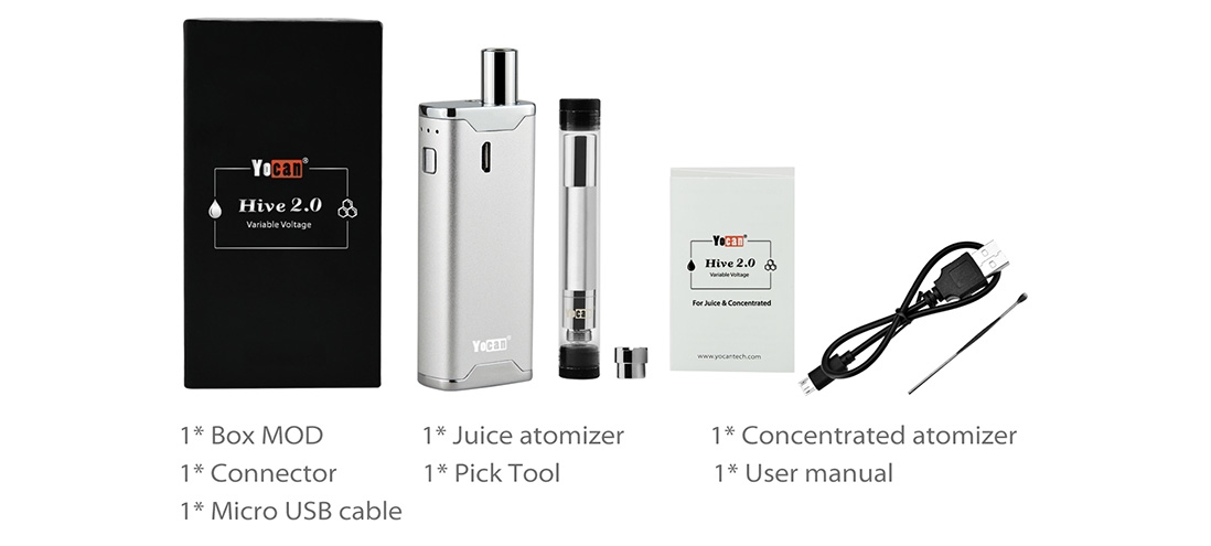 Yocan Hive 2.0 Kit Package List